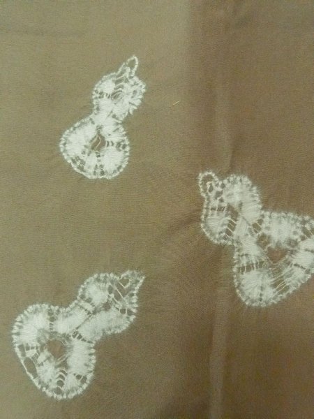 画像6: O0312R 男性用羽織 大島紬 シルク（正絹） 灰色, 亀甲 【中古】【USED】【リサイクル】 ★★★☆☆【O0312R】 (6)