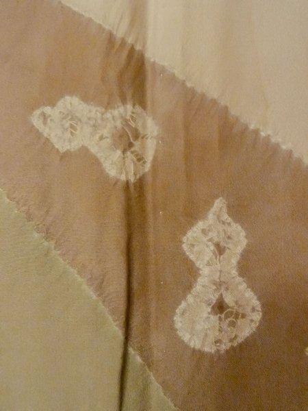 画像7: O0312R 男性用羽織 大島紬 シルク（正絹） 灰色, 亀甲 【中古】【USED】【リサイクル】 ★★★☆☆【O0312R】 (7)