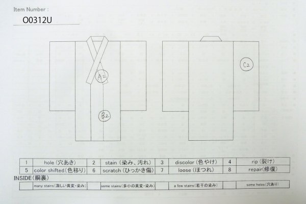 画像13: O0312U 男性用着物  シルク（正絹） 深い藍, 亀甲 【中古】【USED】【リサイクル】 ★★★☆☆【O0312U】 (13)
