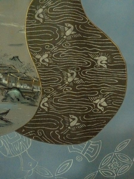 画像7: O0312V 男性用羽織  シルク（正絹） 深い藍, 亀甲 【中古】【USED】【リサイクル】 ★★☆☆☆【O0312V】 (7)