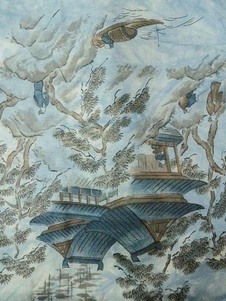 画像7: O0312X 男性用羽織 結城紬 シルク（正絹） 薄い灰色,  【中古】【USED】【リサイクル】 ★★★★☆【O0312X】 (7)