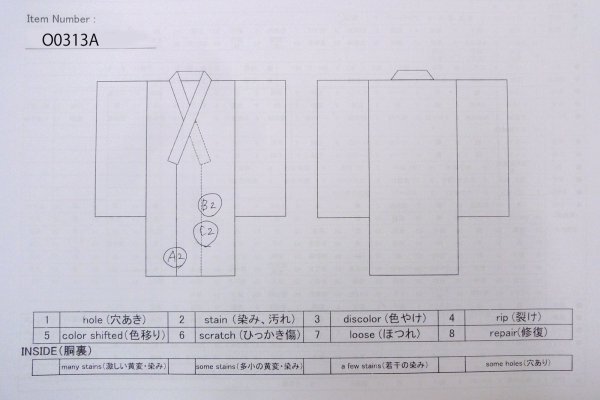 画像9: O0313A 男性用着物 大島紬 シルク（正絹） 紺, 亀甲 【中古】【USED】【リサイクル】 ★★★☆☆【O0313A】 (9)