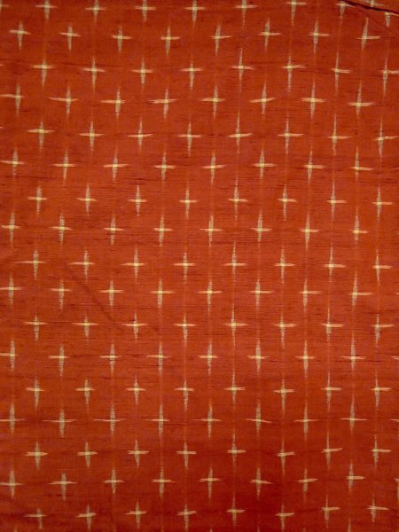 画像3: O0328A 女性用紬  シルク(正絹) 鮮やか朱赤, 十字 【中古】【USED】【リサイクル】 ★★★★☆【O0328A】 (3)