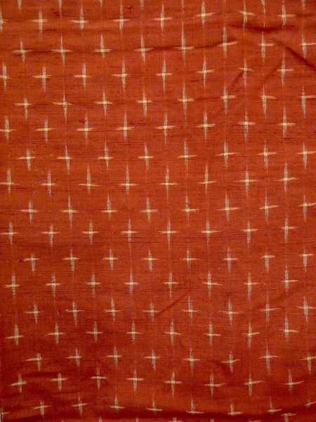 画像4: O0328A 女性用紬  シルク(正絹) 鮮やか朱赤, 十字 【中古】【USED】【リサイクル】 ★★★★☆【O0328A】 (4)