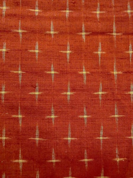 画像5: O0328A 女性用紬  シルク(正絹) 鮮やか朱赤, 十字 【中古】【USED】【リサイクル】 ★★★★☆【O0328A】 (5)