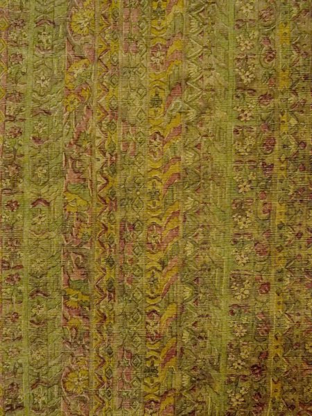 画像4: O0328B 女性用紬  シルク(正絹) 灰色がかった緑色, 唐花 【中古】【USED】【リサイクル】 ★★★☆☆【O0328B】 (4)