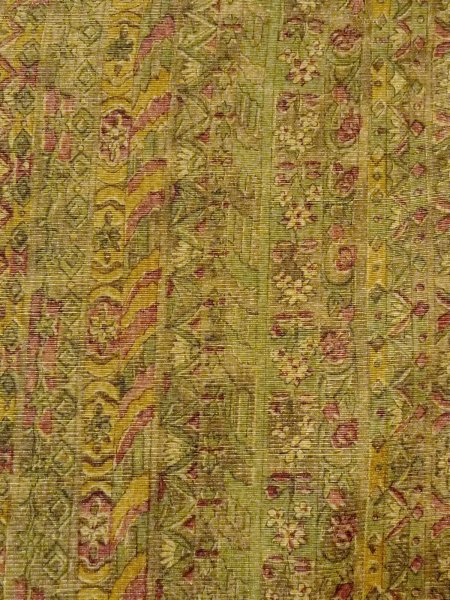 画像6: O0328B 女性用紬  シルク(正絹) 灰色がかった緑色, 唐花 【中古】【USED】【リサイクル】 ★★★☆☆【O0328B】 (6)