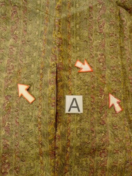 画像13: O0328B 女性用紬  シルク(正絹) 灰色がかった緑色, 唐花 【中古】【USED】【リサイクル】 ★★★☆☆【O0328B】 (13)