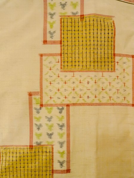 画像3: O0328C 女性用紬  シルク(正絹) ベージュ, 四角 【中古】【USED】【リサイクル】 ★★★☆☆【O0328C】 (3)