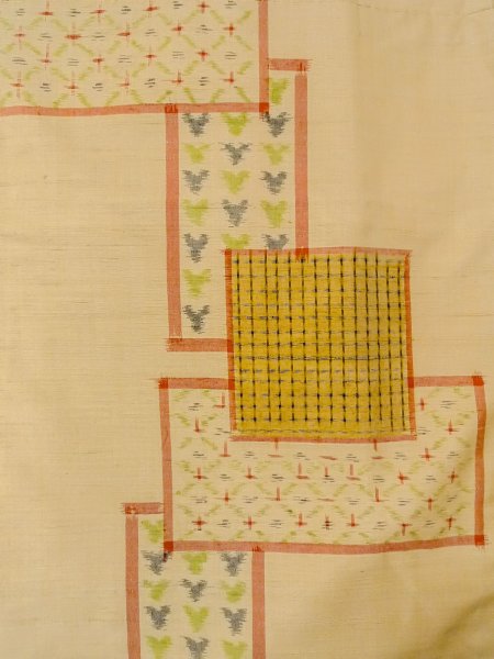 画像4: O0328C 女性用紬  シルク(正絹) ベージュ, 四角 【中古】【USED】【リサイクル】 ★★★☆☆【O0328C】 (4)