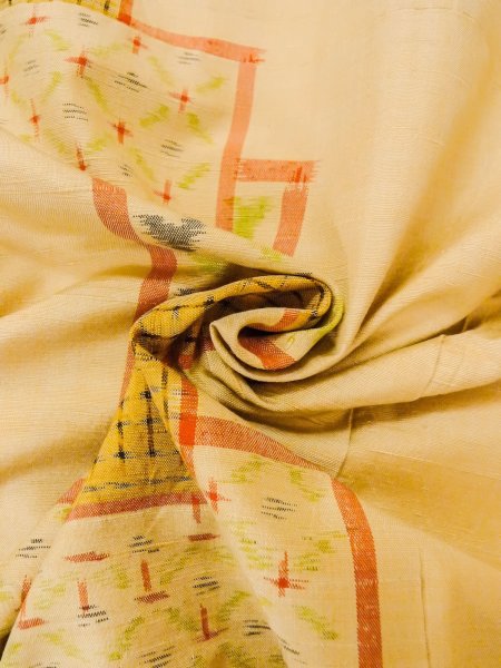 画像11: O0328C 女性用紬  シルク(正絹) ベージュ, 四角 【中古】【USED】【リサイクル】 ★★★☆☆【O0328C】 (11)