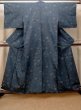 画像1: O0328D 女性用紬 十日町紬 シルク（正絹） 紺, 菊 【中古】【USED】【リサイクル】 ★★★☆☆【O0328D】 (1)
