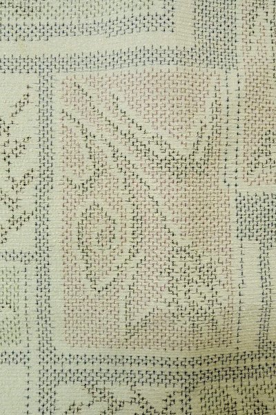 画像4: O0328F 女性用紬  シルク(正絹) 淡い水色, 花 【中古】【USED】【リサイクル】 ★☆☆☆☆【O0328F】 (4)