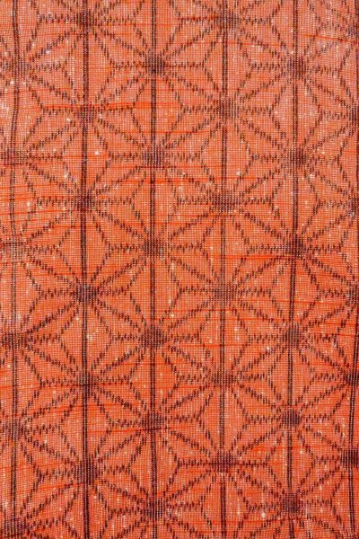 画像5: O0328L 女性用紬  シルク(正絹) 朱赤, 麻の葉 【中古】【USED】【リサイクル】 ★★★★☆【O0328L】 (5)