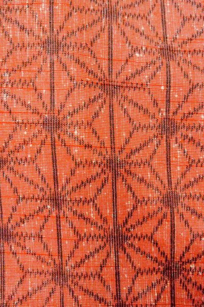 画像7: O0328L 女性用紬  シルク(正絹) 朱赤, 麻の葉 【中古】【USED】【リサイクル】 ★★★★☆【O0328L】 (7)