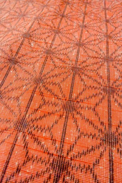 画像8: O0328L 女性用紬  シルク(正絹) 朱赤, 麻の葉 【中古】【USED】【リサイクル】 ★★★★☆【O0328L】 (8)