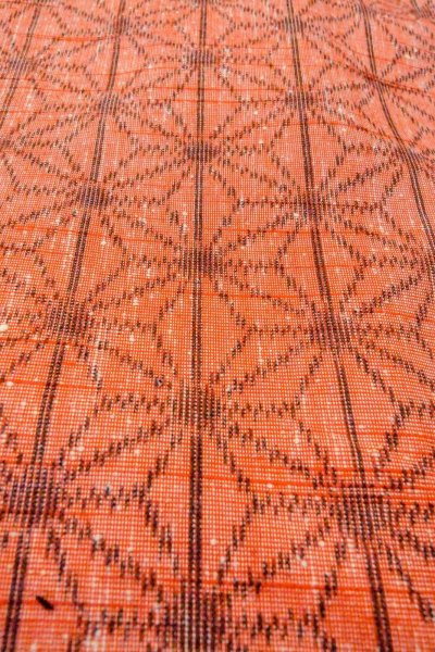 画像9: O0328L 女性用紬  シルク(正絹) 朱赤, 麻の葉 【中古】【USED】【リサイクル】 ★★★★☆【O0328L】 (9)