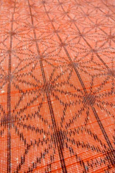 画像10: O0328L 女性用紬  シルク(正絹) 朱赤, 麻の葉 【中古】【USED】【リサイクル】 ★★★★☆【O0328L】 (10)