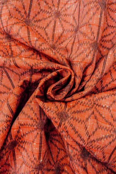 画像11: O0328L 女性用紬  シルク(正絹) 朱赤, 麻の葉 【中古】【USED】【リサイクル】 ★★★★☆【O0328L】 (11)