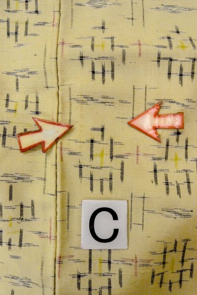 画像16: O0328N 女性用紬  シルク(正絹) アイボリー, 十字 【中古】【USED】【リサイクル】 ★★★☆☆【O0328N】 (16)