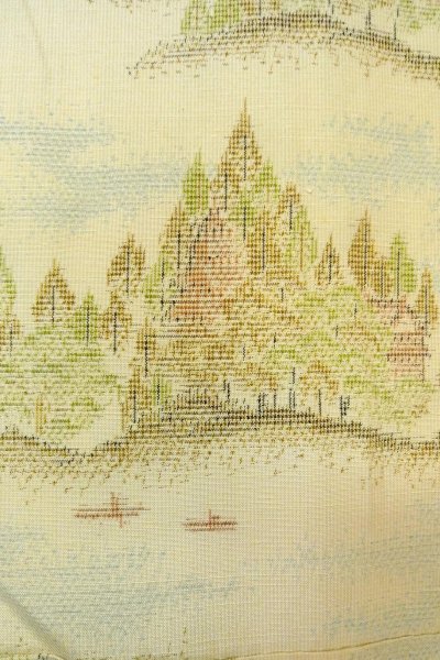 画像5: O0328O 女性用紬 十日町紬 シルク(正絹) 薄いオフ ホワイト, 木 【中古】【USED】【リサイクル】 ★★☆☆☆【O0328O】 (5)