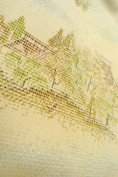 画像8: O0328O 女性用紬 十日町紬 シルク(正絹) 薄いオフ ホワイト, 木 【中古】【USED】【リサイクル】 ★★☆☆☆【O0328O】 (8)