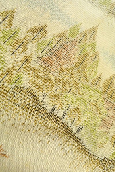 画像9: O0328O 女性用紬 十日町紬 シルク(正絹) 薄いオフ ホワイト, 木 【中古】【USED】【リサイクル】 ★★☆☆☆【O0328O】 (9)