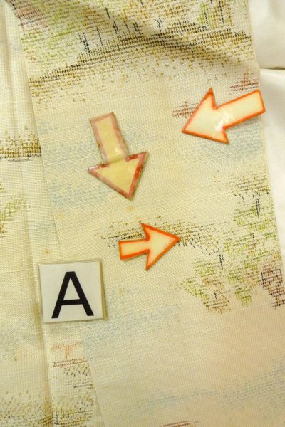 画像14: O0328O 女性用紬 十日町紬 シルク(正絹) 薄いオフ ホワイト, 木 【中古】【USED】【リサイクル】 ★★☆☆☆【O0328O】 (14)