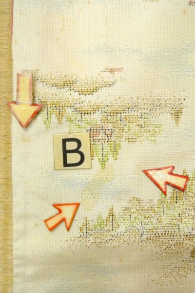 画像15: O0328O 女性用紬 十日町紬 シルク(正絹) 薄いオフ ホワイト, 木 【中古】【USED】【リサイクル】 ★★☆☆☆【O0328O】 (15)