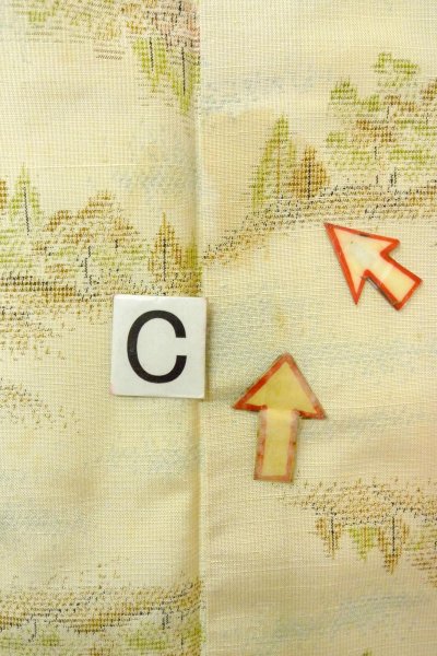 画像16: O0328O 女性用紬 十日町紬 シルク(正絹) 薄いオフ ホワイト, 木 【中古】【USED】【リサイクル】 ★★☆☆☆【O0328O】 (16)