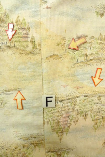 画像19: O0328O 女性用紬 十日町紬 シルク(正絹) 薄いオフ ホワイト, 木 【中古】【USED】【リサイクル】 ★★☆☆☆【O0328O】 (19)