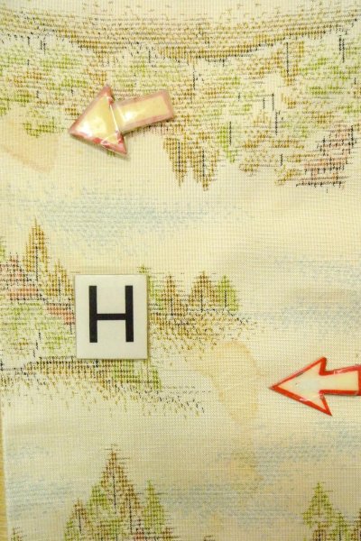 画像21: O0328O 女性用紬 十日町紬 シルク(正絹) 薄いオフ ホワイト, 木 【中古】【USED】【リサイクル】 ★★☆☆☆【O0328O】 (21)