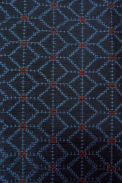 画像5: O0328Q 女性用紬 十日町紬 シルク（正絹） 深い藍, 幾何学模様 【中古】【USED】【リサイクル】 ★★★☆☆【O0328Q】 (5)