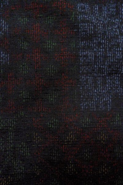 画像5: O0328R 女性用紬 十日町紬 シルク（正絹） 深い藍, 花 【中古】【USED】【リサイクル】 ★★★☆☆【O0328R】 (5)