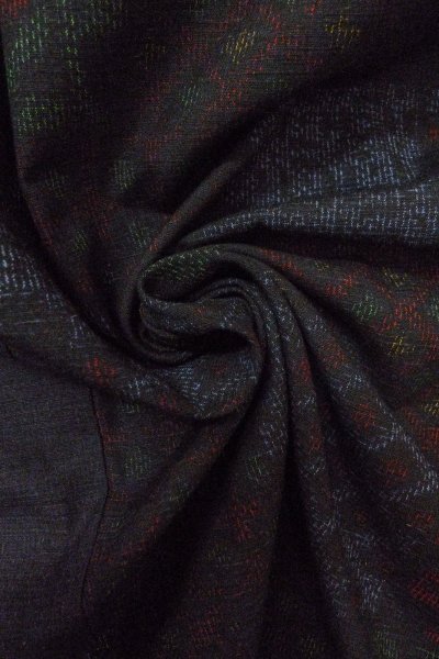 画像12: O0328R 女性用紬 十日町紬 シルク（正絹） 深い藍, 花 【中古】【USED】【リサイクル】 ★★★☆☆【O0328R】 (12)