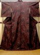 画像1: O0328S 女性用紬  シルク（正絹） 黒, もみじ 【中古】【USED】【リサイクル】 ★★★★☆【O0328S】 (1)