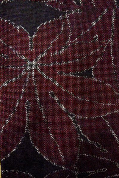 画像5: O0328S 女性用紬  シルク（正絹） 黒, もみじ 【中古】【USED】【リサイクル】 ★★★★☆【O0328S】 (5)