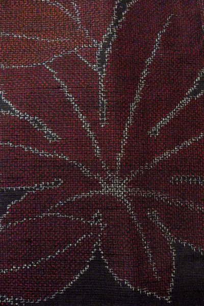 画像6: O0328S 女性用紬  シルク（正絹） 黒, もみじ 【中古】【USED】【リサイクル】 ★★★★☆【O0328S】 (6)