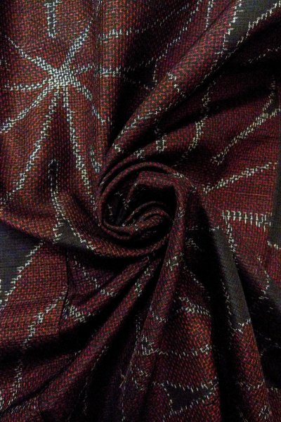 画像12: O0328S 女性用紬  シルク（正絹） 黒, もみじ 【中古】【USED】【リサイクル】 ★★★★☆【O0328S】 (12)