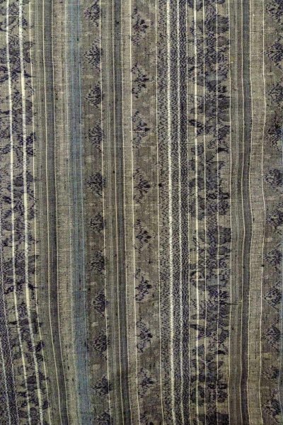 画像4: O0328V 女性用紬  シルク（正絹） 灰色, 花 【中古】【USED】【リサイクル】 ★★☆☆☆【O0328V】 (4)