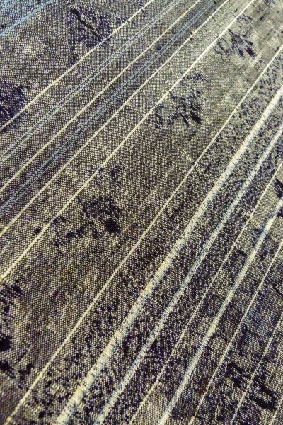 画像8: O0328V 女性用紬  シルク（正絹） 灰色, 花 【中古】【USED】【リサイクル】 ★★☆☆☆【O0328V】 (8)