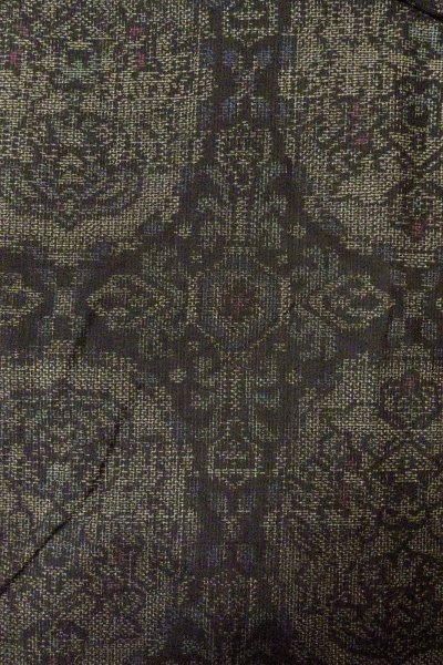 画像3: O0328W 女性用紬  シルク（正絹） 深い灰色, 更紗 【中古】【USED】【リサイクル】 ★★★★☆【O0328W】 (3)