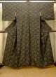 画像1: O0328X 女性用紬  シルク（正絹） 紫み灰色, 花 【中古】【USED】【リサイクル】 ★★★☆☆【O0328X】 (1)