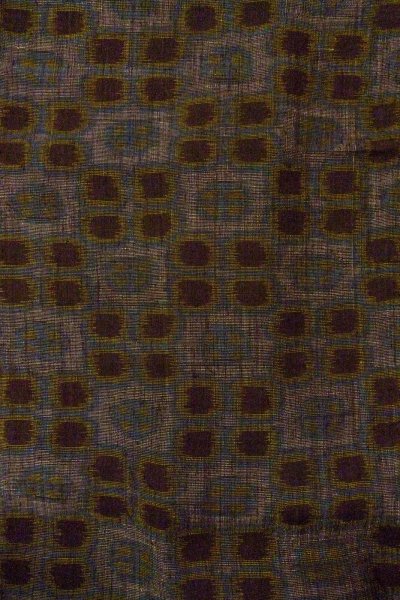 画像4: O0328X 女性用紬  シルク（正絹） 紫み灰色, 花 【中古】【USED】【リサイクル】 ★★★☆☆【O0328X】 (4)