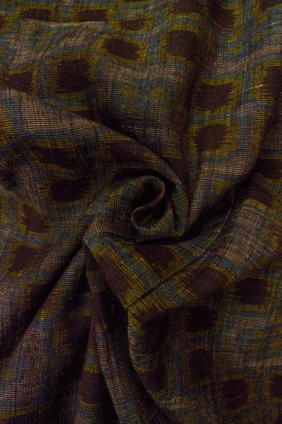 画像11: O0328X 女性用紬  シルク（正絹） 紫み灰色, 花 【中古】【USED】【リサイクル】 ★★★☆☆【O0328X】 (11)