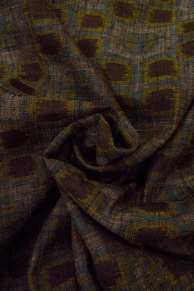 画像12: O0328X 女性用紬  シルク（正絹） 紫み灰色, 花 【中古】【USED】【リサイクル】 ★★★☆☆【O0328X】 (12)