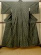 画像1: O0329A 女性用紬 十日町紬 シルク（正絹） 深い緑色, 菱 【中古】【USED】【リサイクル】 ★★★★☆【O0329A】 (1)