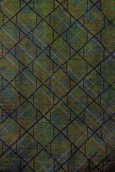 画像3: O0329A 女性用紬 十日町紬 シルク（正絹） 深い緑色, 菱 【中古】【USED】【リサイクル】 ★★★★☆【O0329A】 (3)