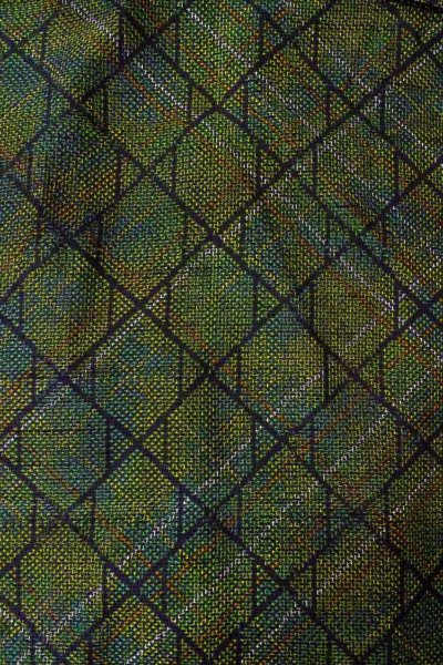 画像4: O0329A 女性用紬 十日町紬 シルク（正絹） 深い緑色, 菱 【中古】【USED】【リサイクル】 ★★★★☆【O0329A】 (4)