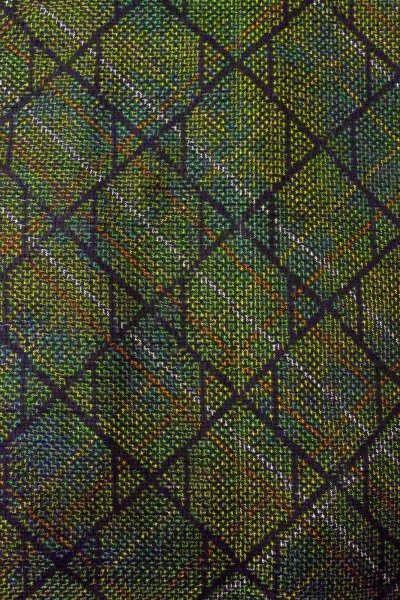 画像5: O0329A 女性用紬 十日町紬 シルク（正絹） 深い緑色, 菱 【中古】【USED】【リサイクル】 ★★★★☆【O0329A】 (5)